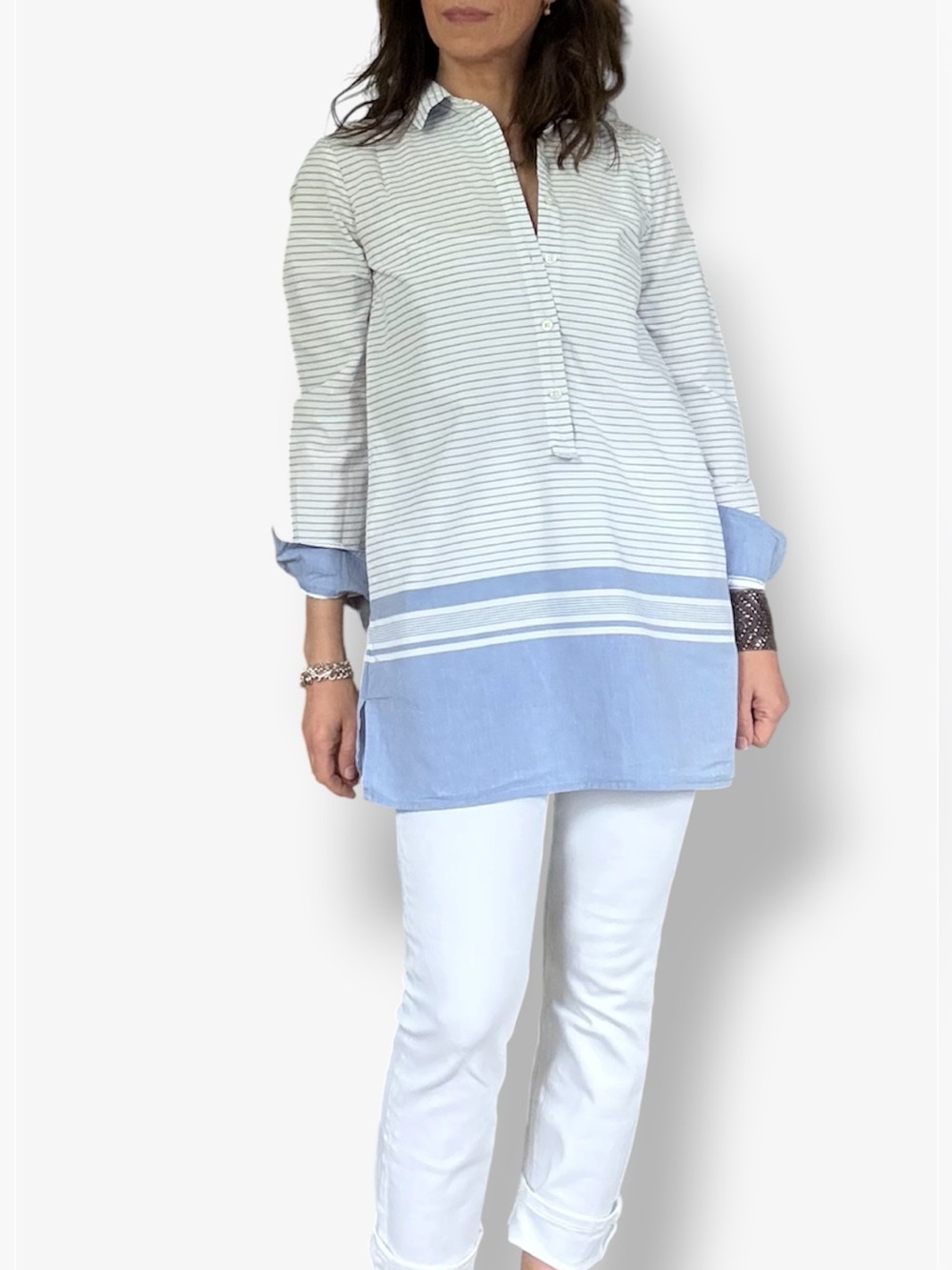 J. Crew Striped Cotton Tunic Shirt